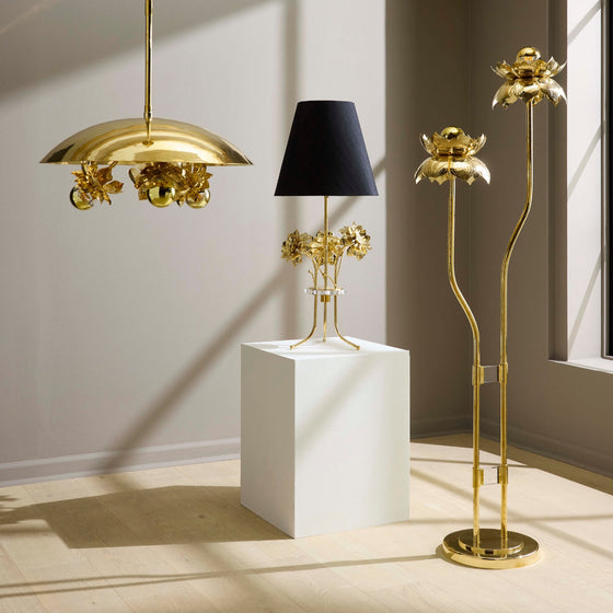 Brass Floral Floor Lamp