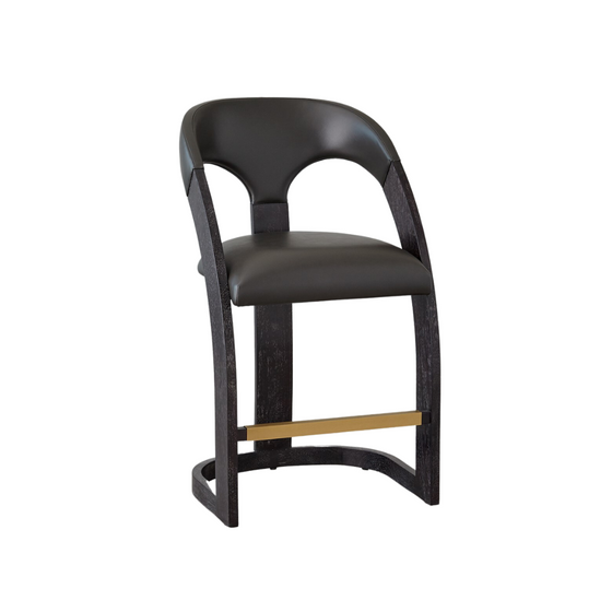 Recurve Leather Counter Stool